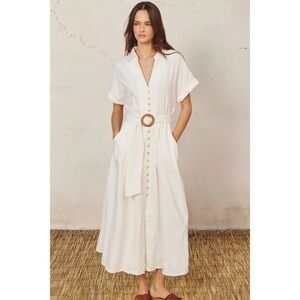 Dress Forum Cotton Linen Wicker Buckle Maxi Dress